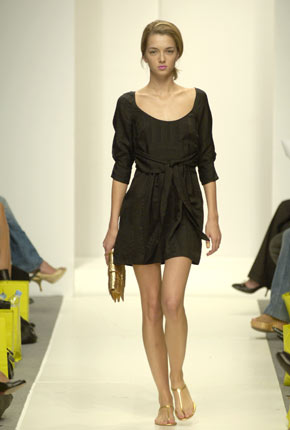 Black silk stripe scoop neck dress  
