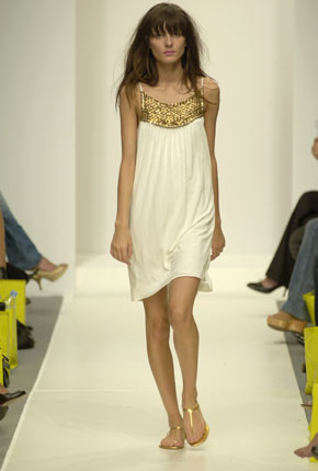 Ivory crochet metal jersey pinafore dress
