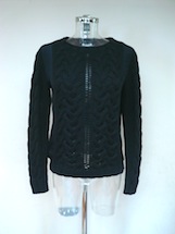 cable knit jumper with silk panels