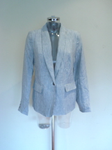 linen fine blue stripe blazer