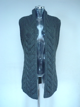sleeveless cable open front cardigan