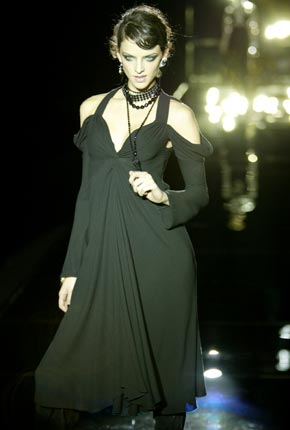 Black wool strap knot dress