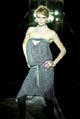 Grey beaded chiffon U strap dress