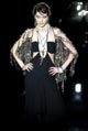 Black wool cut away dress and net sequin jacket