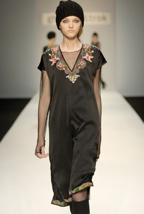 Black Chinese embroidered long kaftan dress  