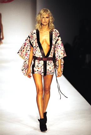 Beaded embroidery kimono jacket and leather piece panel belt