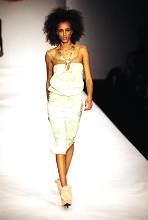 Bird print T-shirt dress with crochet detailing