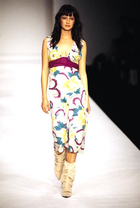 Cotton kimono print v-neck dress