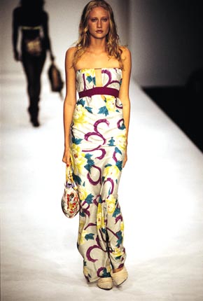 Cotton kimono print long dress and kimono print bag