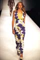 Bird print jersey v-neck long dress