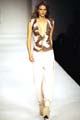 Muslin fitted gathered button top. Stripe wrap karate pants