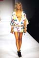 Cotton kimono print kimono jacket. Animal print bikini. Ring and bright fringed belt