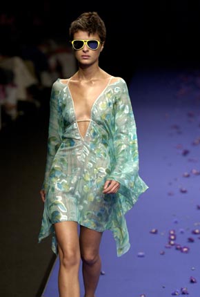 Emerald painted lurex kaftan dress