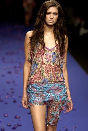 Purple/ blue sequin silk spaghetti top