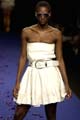 White leather creased flower skirt
