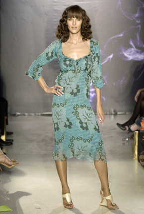 Blue crinkle chiffon button dress