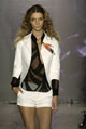 Black jacquard silk v-neck kobi top, ivory cotton fitted jacket and ivory cotton shorts