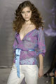 Electric blue lazer silk long sleeve top and ivory cotton pant 