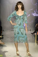 Blue crinkle chiffon button dress 