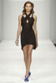 Black antique jersey blouson dress with crossover sash belt 