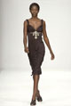 Black silk satin silver stone embroidered dress 