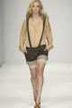 Nude silk chiffon tie panel shirt and cocoa denim shorts  