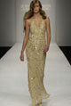 Cruise collection  gold sequin embroidered long halter neck dress 